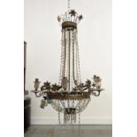 CHANDELIER, late 19th/early 20th century French, six branch, 100cm H approx.
