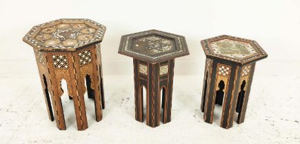 SYRIAN OCCASIONAL TABLE, 41cm W x 44cm H, octagonal, with inlaid mother of pearl detail in a