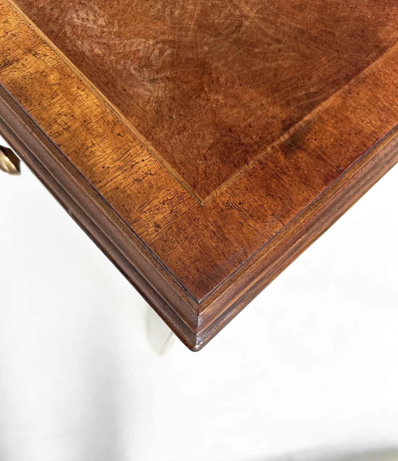 HALL TABLE, George III design burr walnut crossbanded with four frieze drawers and chamfered - Image 14 of 14