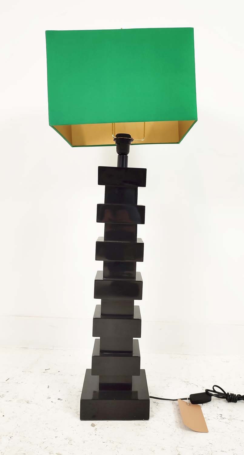 LIGHTING COLLECTION, including floor lamp, black lacquered with shade, 175cm H, and a differing