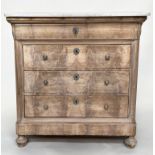 HALL COMMODE, 19th century French Louis Philippe flame mahogany with four long drawers and turned