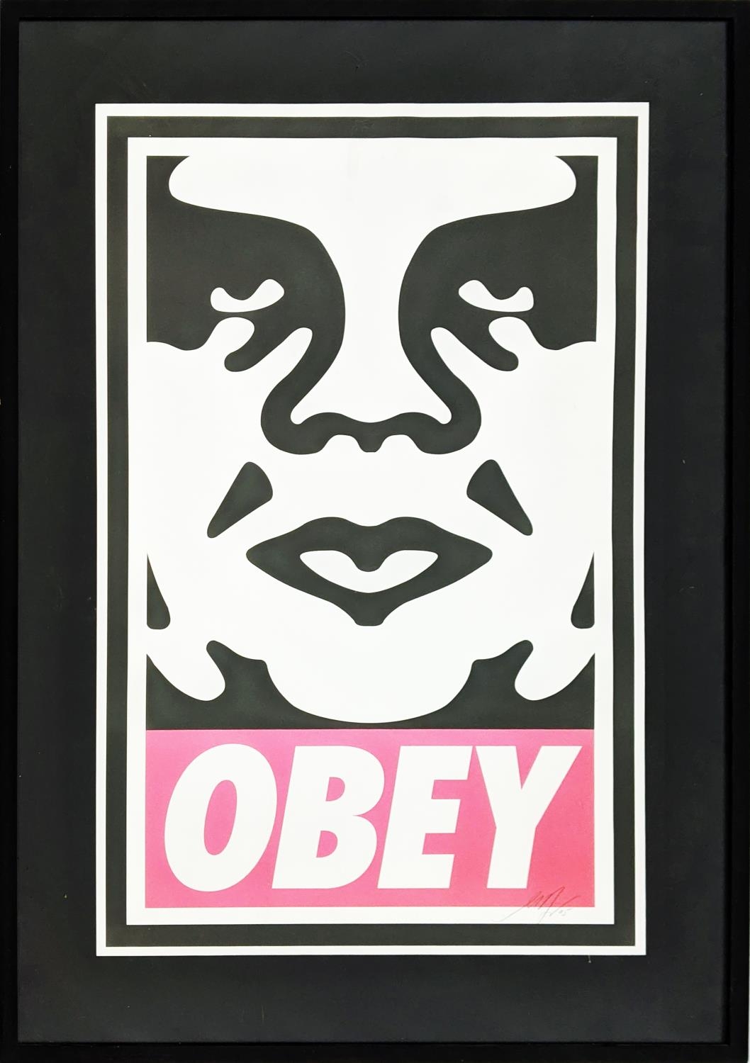 SHEPARD FAIREY, 'Obey', lithograph, signed in pencil, framed.