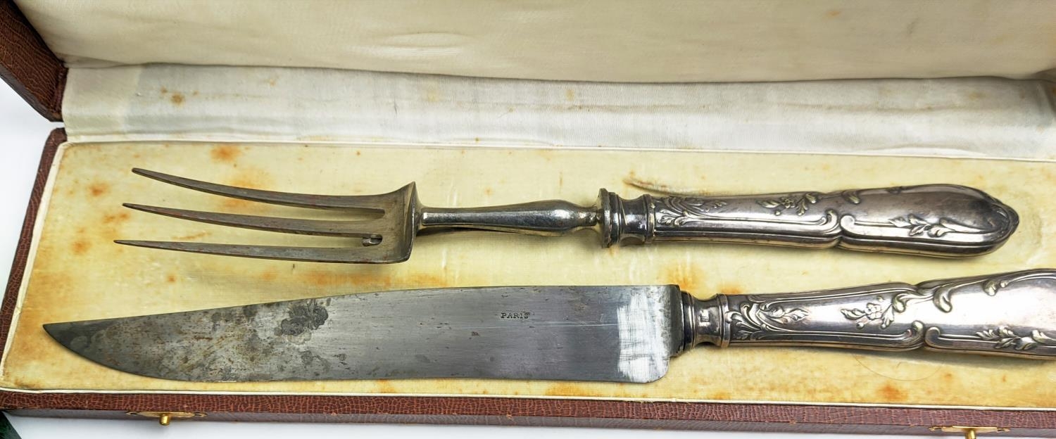 A CANTEEN OF CUTLERY, silver plated, comprising twelve place settings, green case plus carving - Image 12 of 12