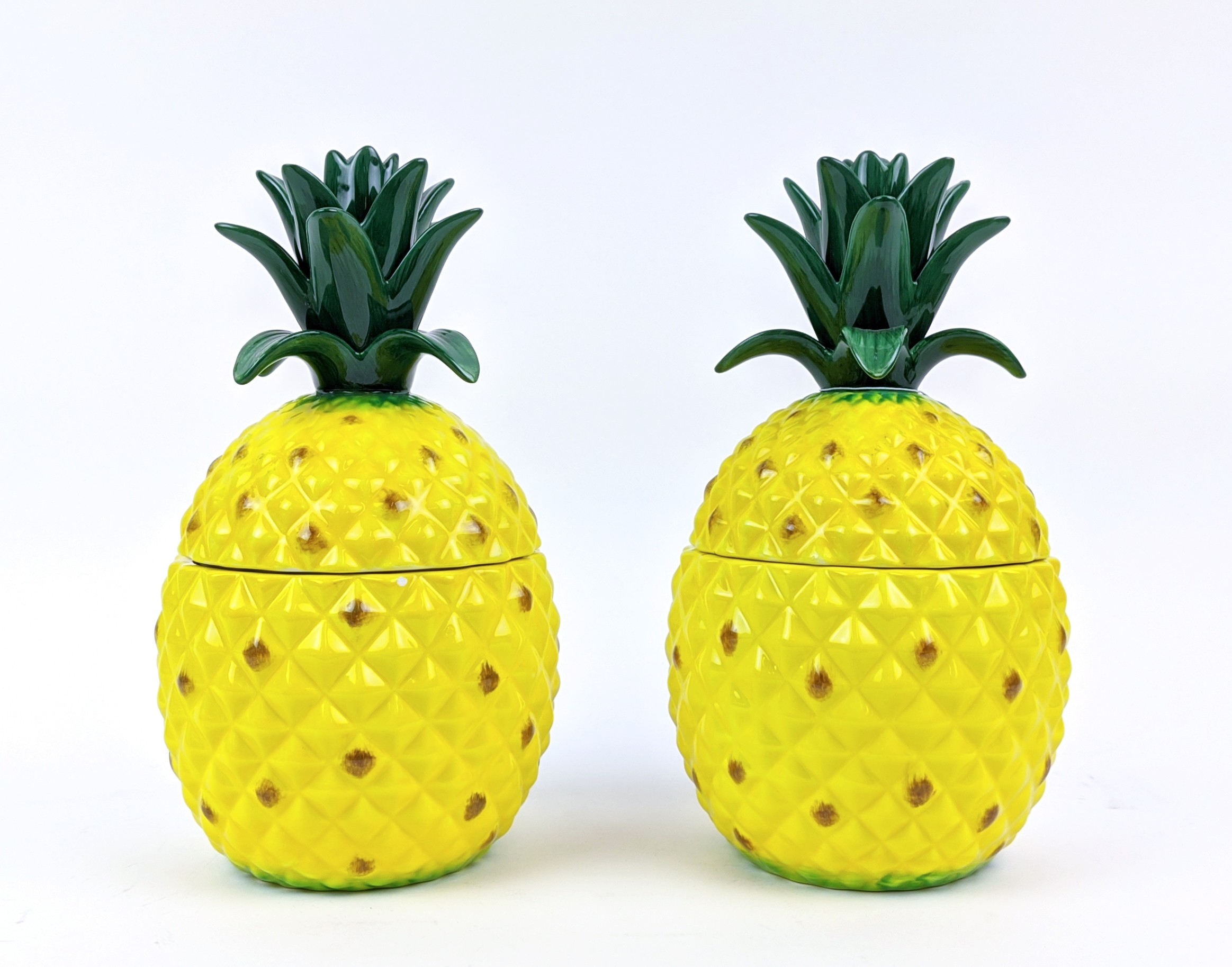 PINEAPPLE JARS, a pair, glaze ceramic, 29cm H. (2)