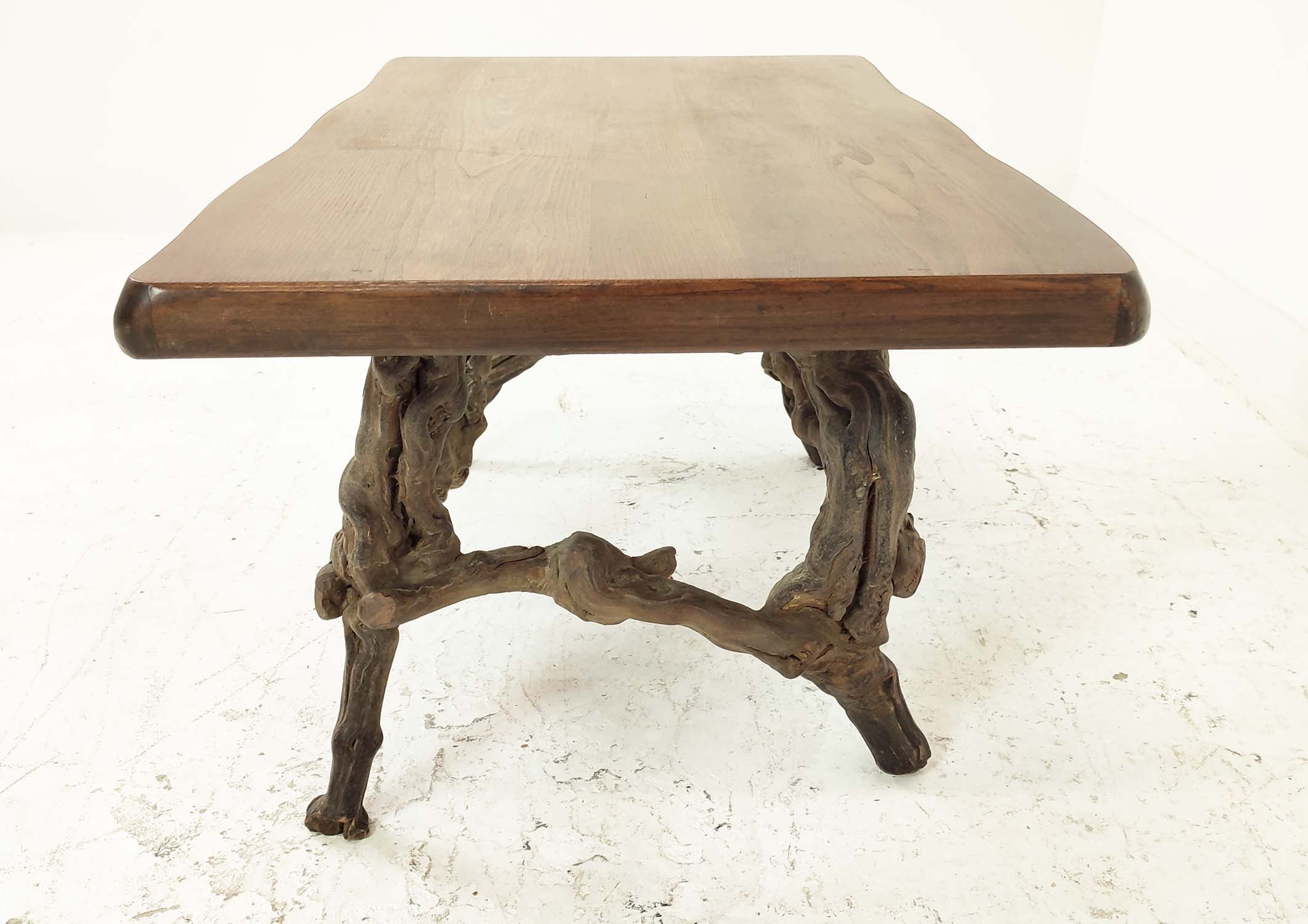 ROOT LOW TABLE, shaped elm top on naturalistic base, 48cm H x 100cm W x 59cm D. - Image 6 of 6