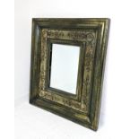 WALL MIRROR, Continental painted frame with a rectangular plate, 122cm x 106cm.