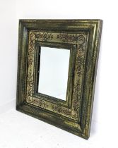 WALL MIRROR, Continental painted frame with a rectangular plate, 122cm x 106cm.