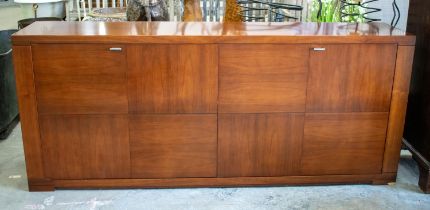 SIDEBOARD, Spanish walnut with two double hinged doors enclosing four drawers, 92cm H x 220cm W x
