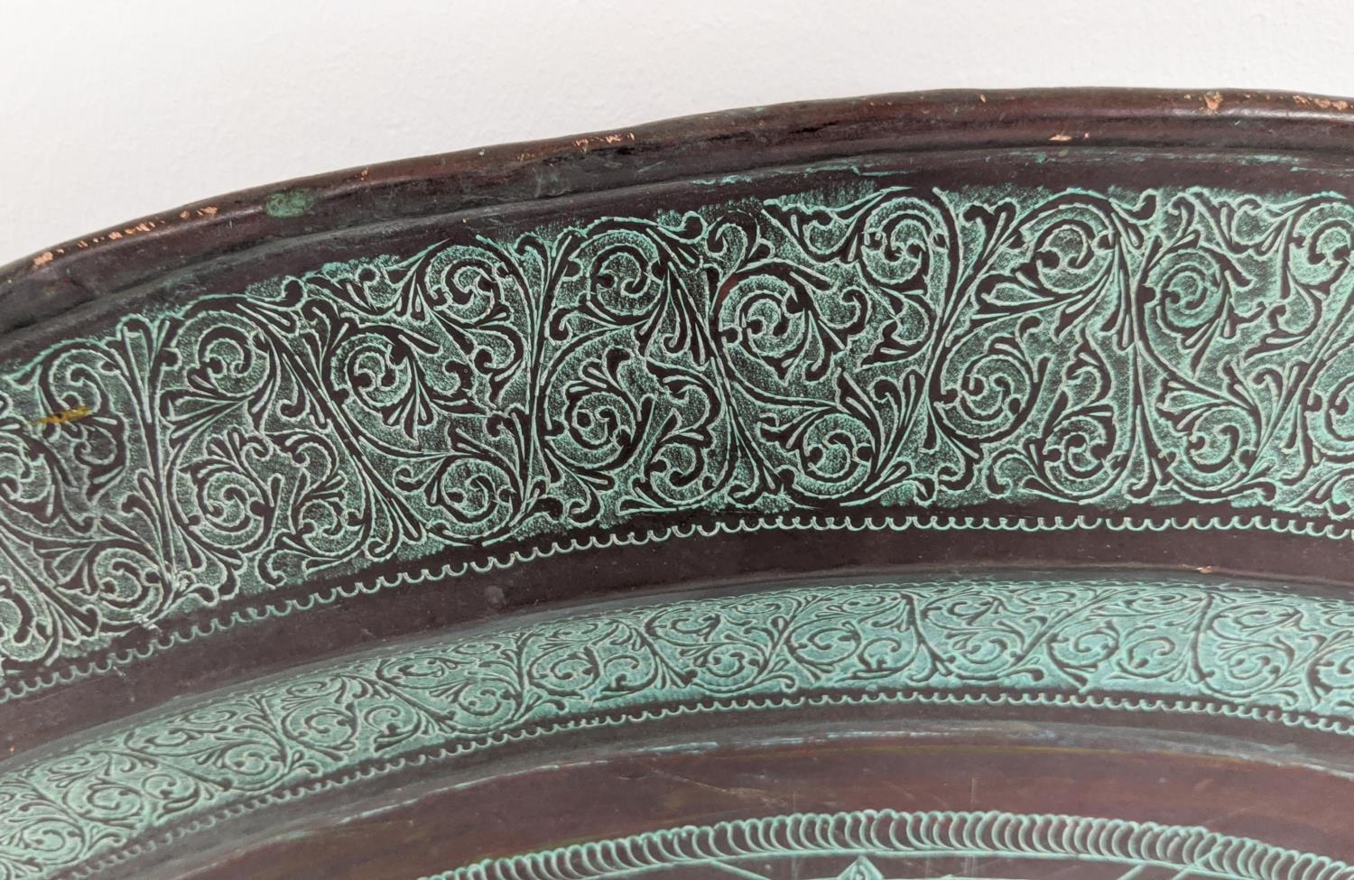 NEAR EASTERN COPPER CHARGER, incised Islamic decoration, 96cm diam. - Image 2 of 6