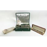 A CANTEEN OF CUTLERY, silver plated, comprising twelve place settings, green case plus carving