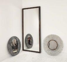 WALL MIRRORS, a collection of three, all of differing design, 185.5cm x 85cm at largest approx.