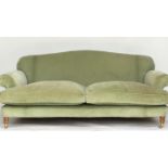 SOFA, Howard style possibly George Smith with green velvet upholstery, feather filled cushions and
