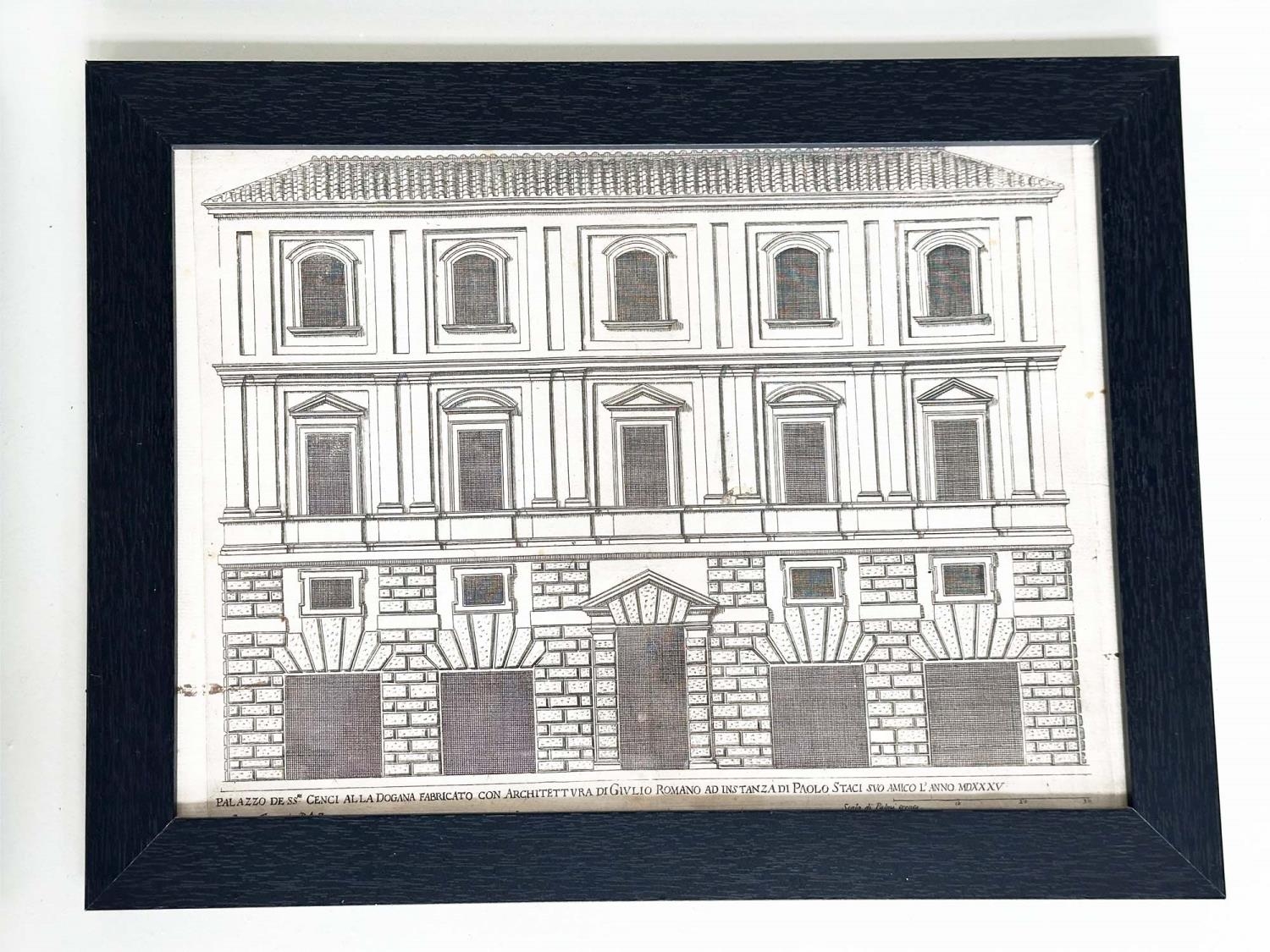 ARCHITECTURAL PRINTS, a set of four, early Italian architecture prints, each 40cm x 30cm. (4) - Image 5 of 10