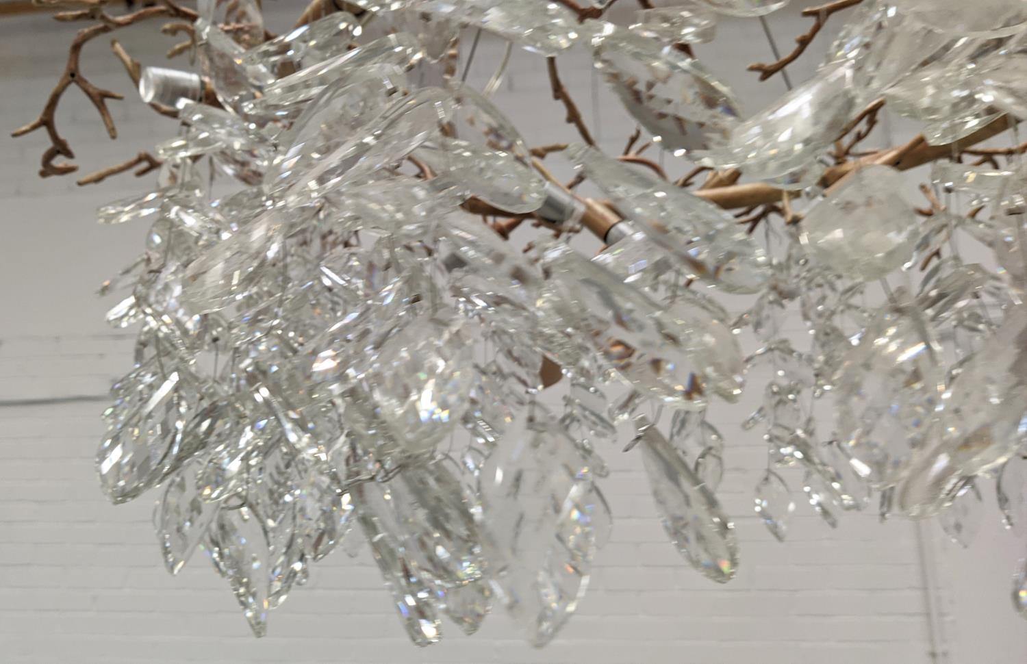 CHANDELIER, naturalistic design gilt metal with glass droplets, 80cm x 40cm drop. - Image 5 of 6