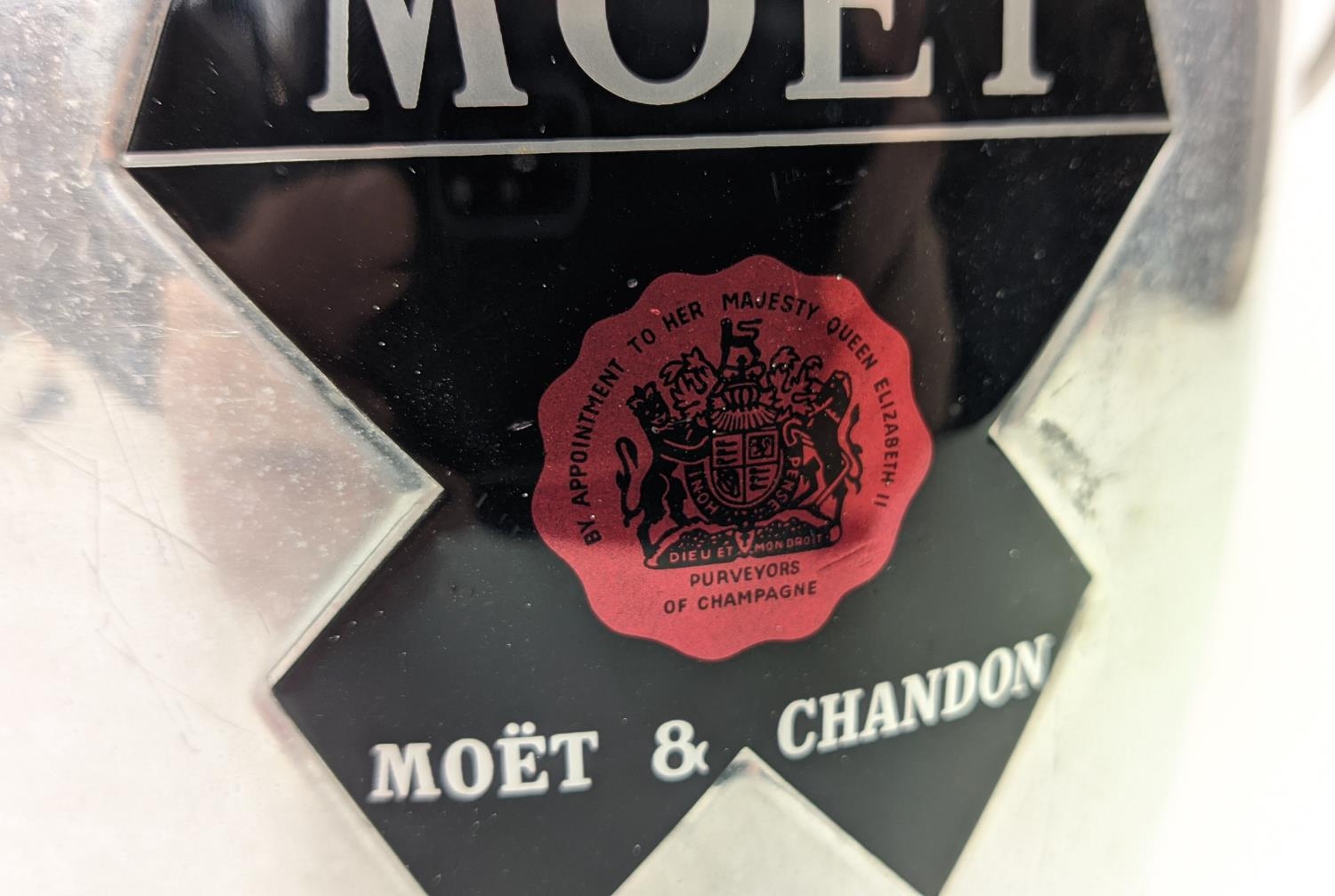 VINTAGE MOET AND CHANDON ALUMINIUM ICE BUCKET, twin handled form, 1980's, 22cm H. - Image 4 of 7