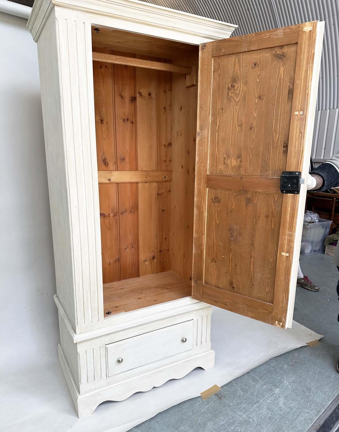 ARMOIRE, French style grey painted with single panelled door enclosing hanging space above a full - Image 5 of 11