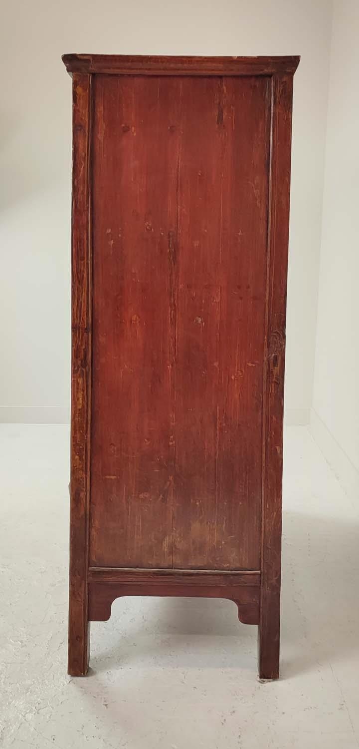 CHINESE WEDDING CABINET, in a decorative red lacquer finish depicting figural scenes and floral - Image 3 of 9