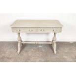 WRITING TABLE, Victorian grey painted with two drawers, 74cm H x 113cm W x 53cm D.