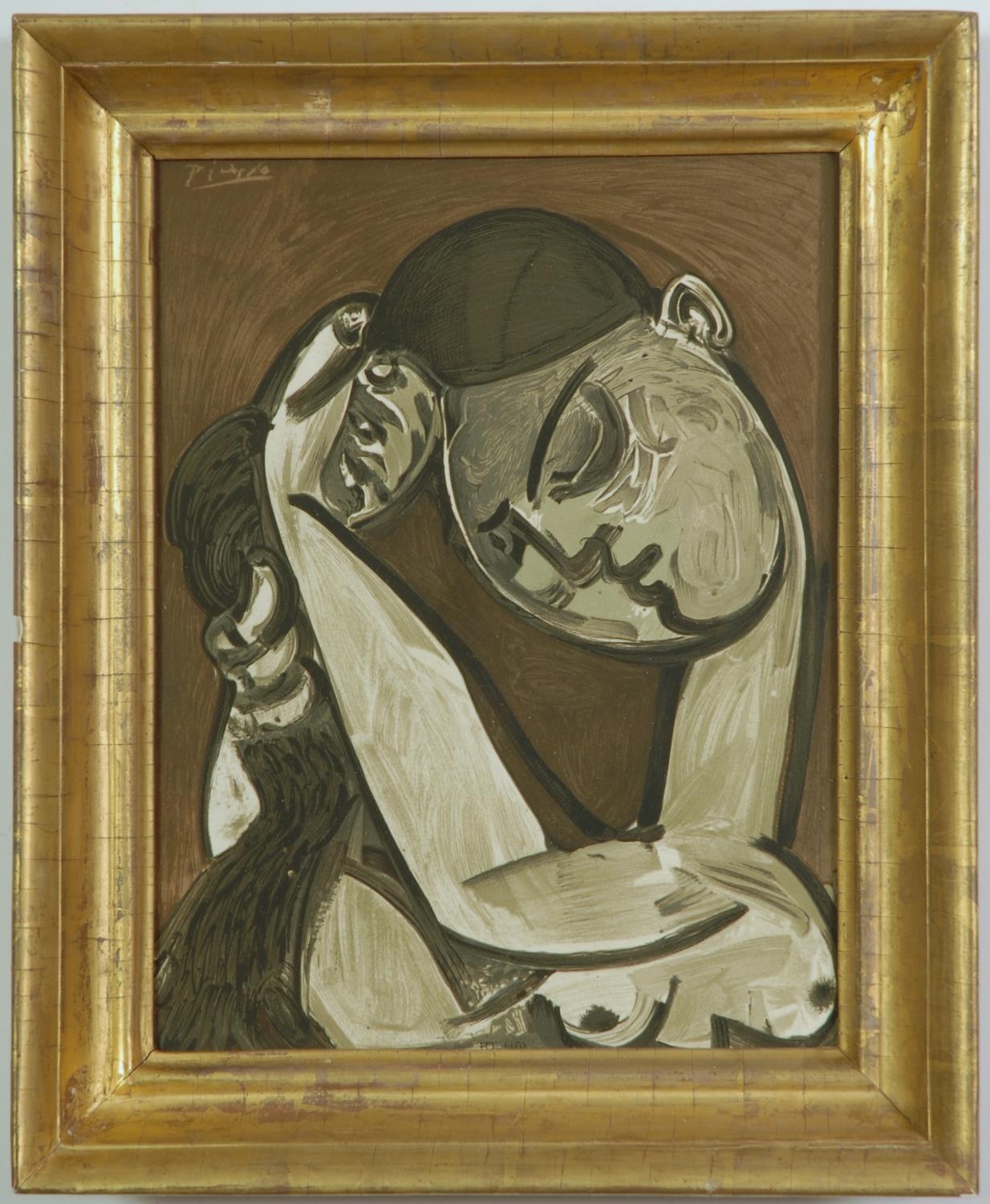 PABLO PICASSO, Femme Se Coiffant, signed in the plate, rare lithograph in colours on arches paper,