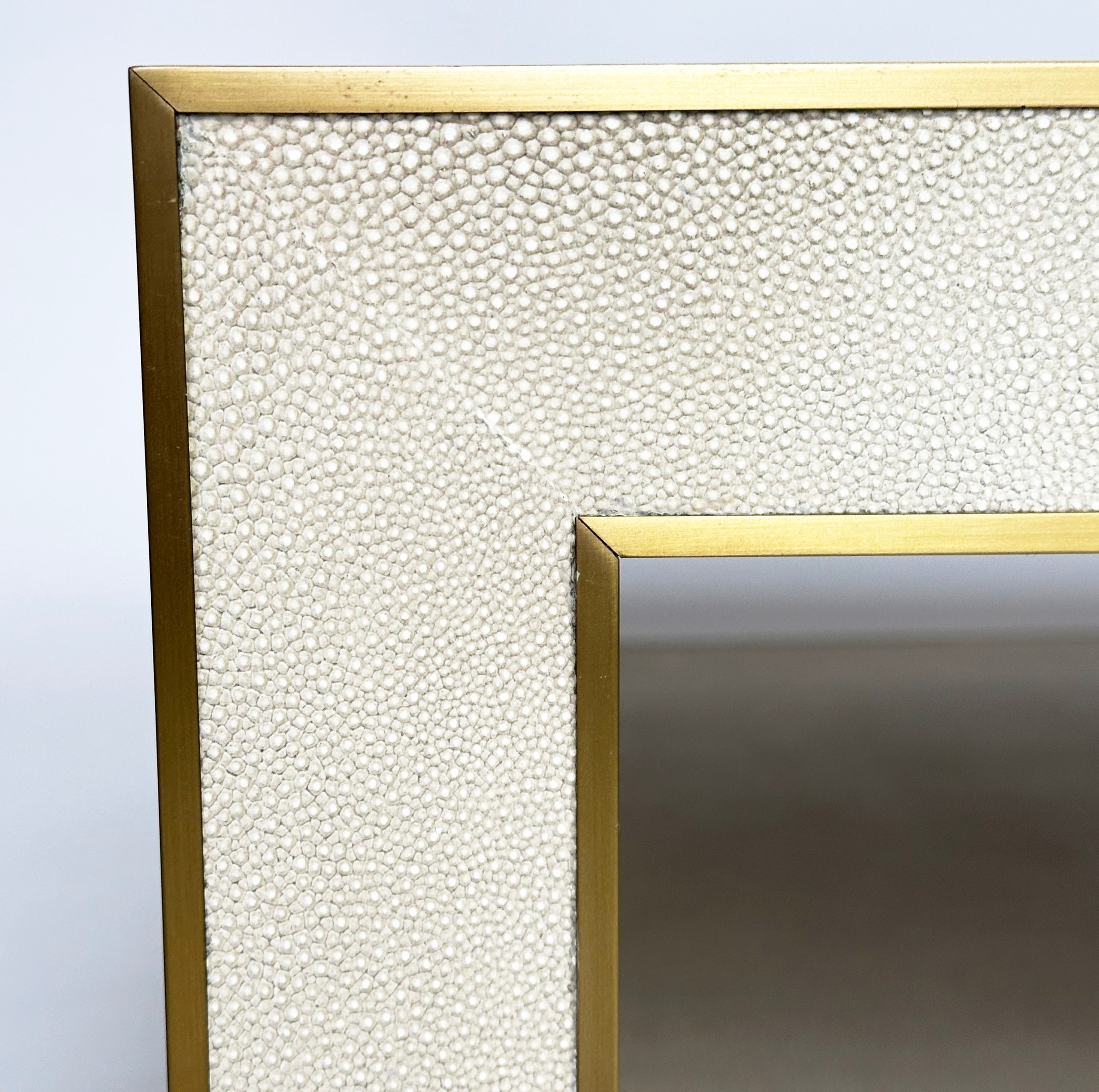 LOW TABLE, faux shagreen and metal bound with undertier, 170cm x 109cm x 38cm H. - Image 4 of 6