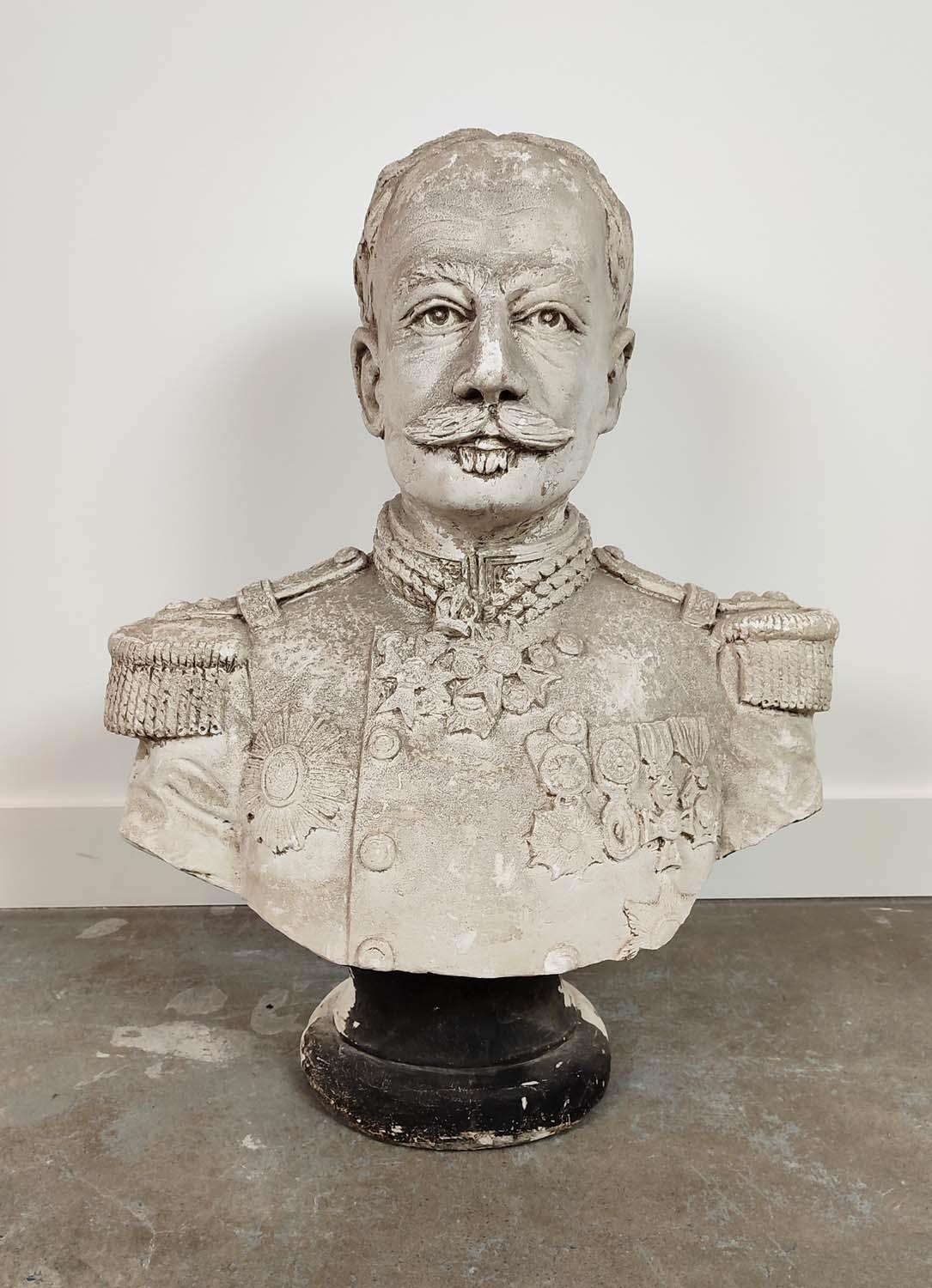 PLASTER BUST OF A GENERAL, 77cm H x 62cm. - Image 3 of 8