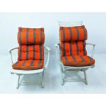 ATTRIBUTED TRICONFORT 'RIVIERA' POOL CHAIRS, a set of four, vintage 20th century French, two 60cm