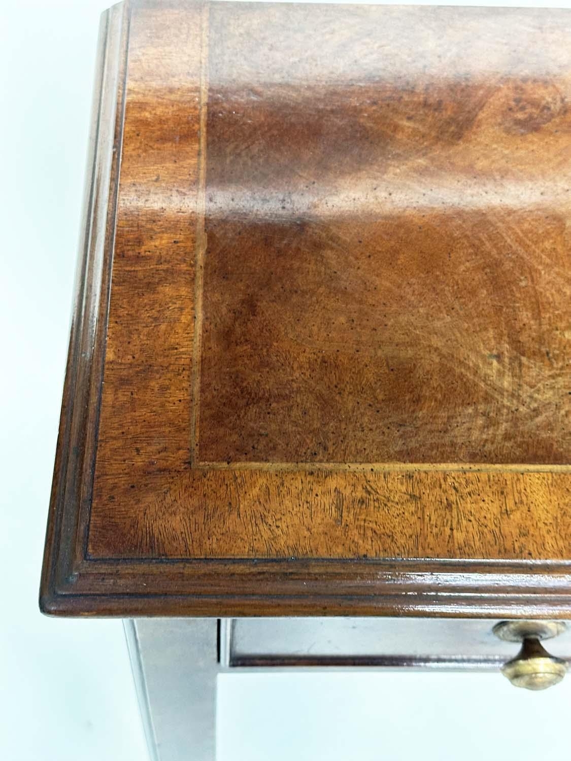 HALL TABLE, George III design burr walnut crossbanded with four frieze drawers and chamfered - Image 9 of 14