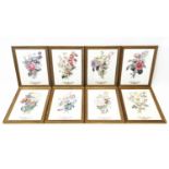 BOTANICAL PRINTS, a set of eight, 50cm x 39cm, gilt framed. (8)