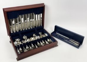 CANTEEN OF CUTLERY, Carrs of Sheffield silver plate along with a matching three piece carving set,