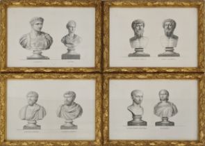 ITALIAN BUSTS ENGRAVINGS, a set of nine, 40cm x 50cm, gilt framed. (9)