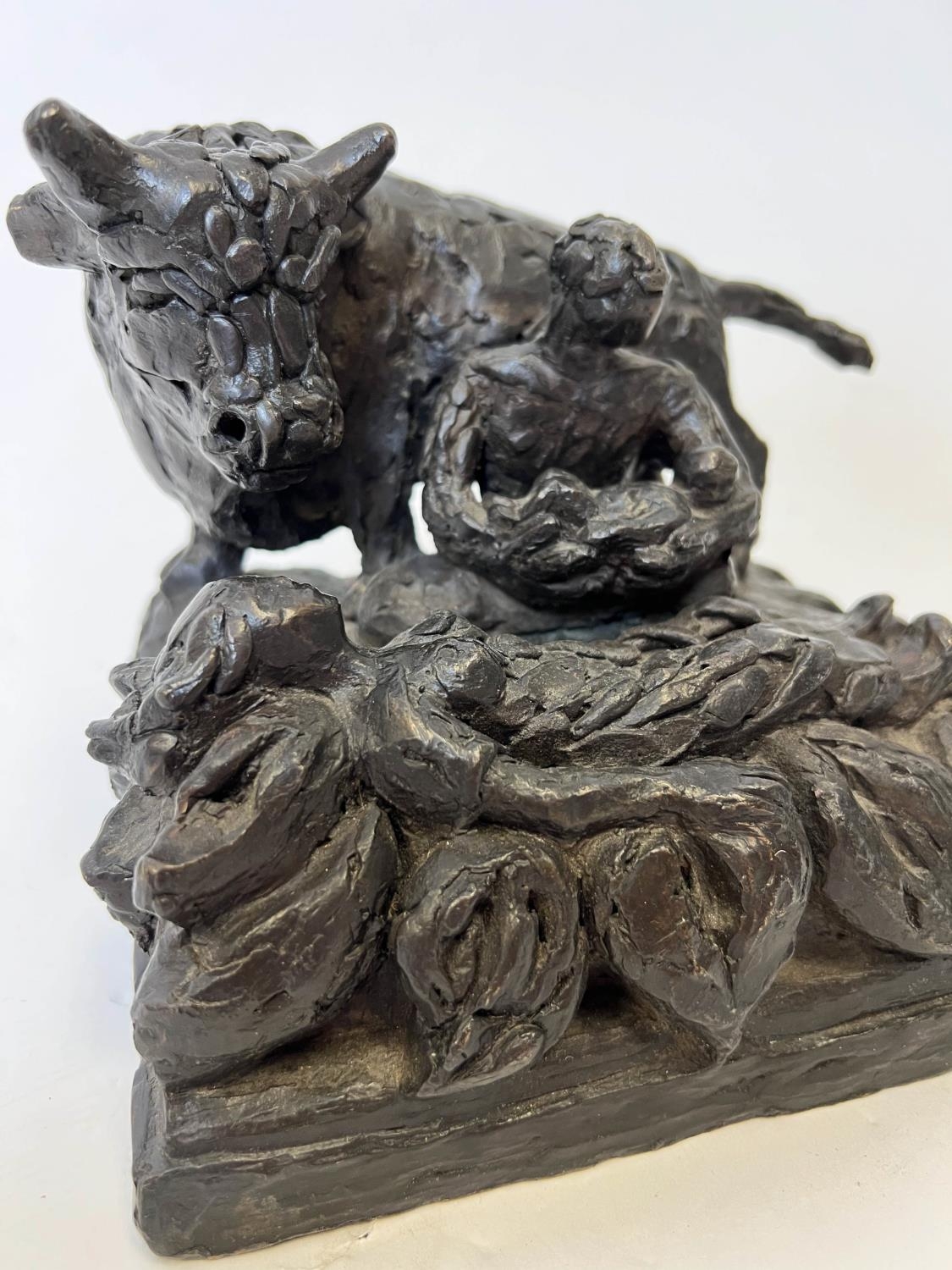 CAROLINE MACKENZIE (b.1958), 'Nativity with Bull' bronze, 15cm H x 18cm W, - Image 2 of 4