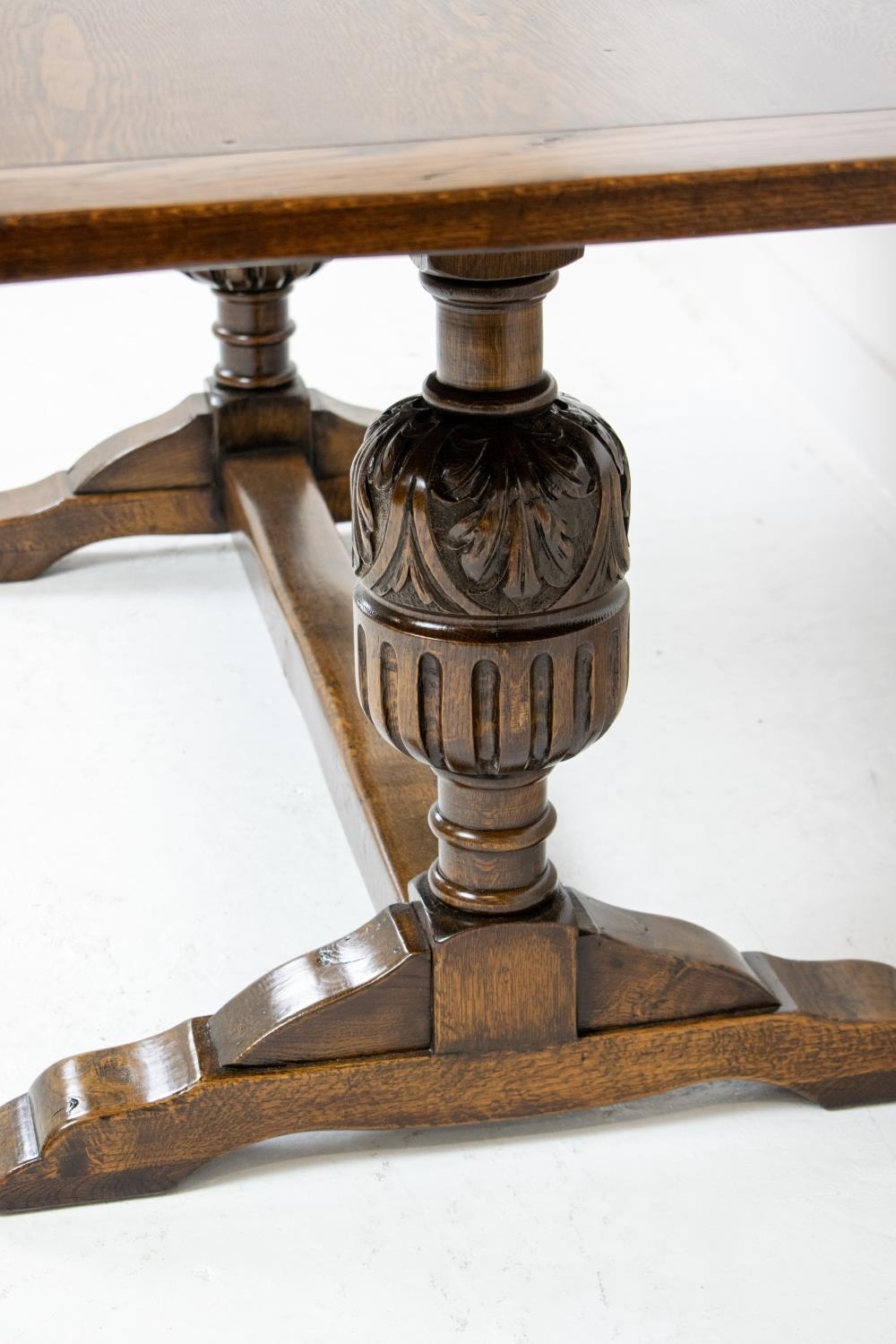 REFECTORY TABLE, early 20th century Jacobean style oak, 75cm H x 195cm W x 81cm. - Image 3 of 5