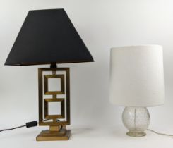 TABLE LAMPS, two differing with shades, vintage 20th century, 69cm H at tallest. (2)