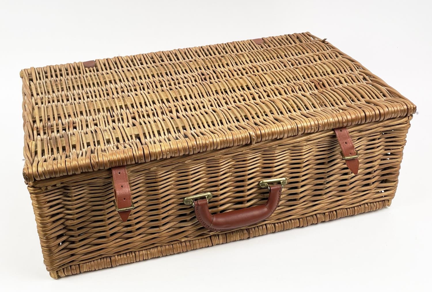 G.T.C. PICNIC BASKET, four place setting, including plates, cutlery, mugs, flask and tuperware in - Image 3 of 8