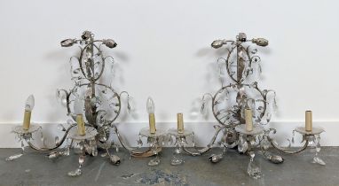 WALL SCONCES, a pair, silver gilt with foliate detail, each approx 65cm x 52cm H. (2)