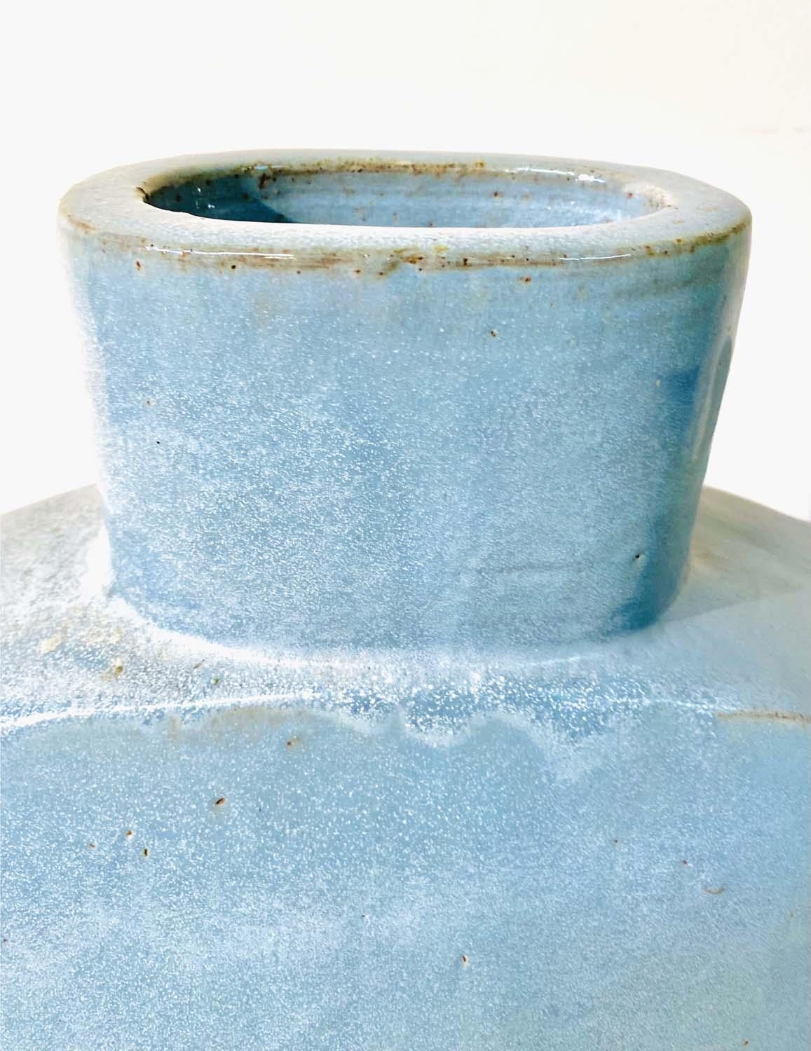 CHINESE STYLE MOON VASE, light blue glazed ceramic, 72cm H x 70cm W - Image 3 of 5