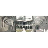 DEREK CARRUTHERS (1935-2021), 'Cloisters Tryptych', oil on canvas, 122cm x 122cm, signed and