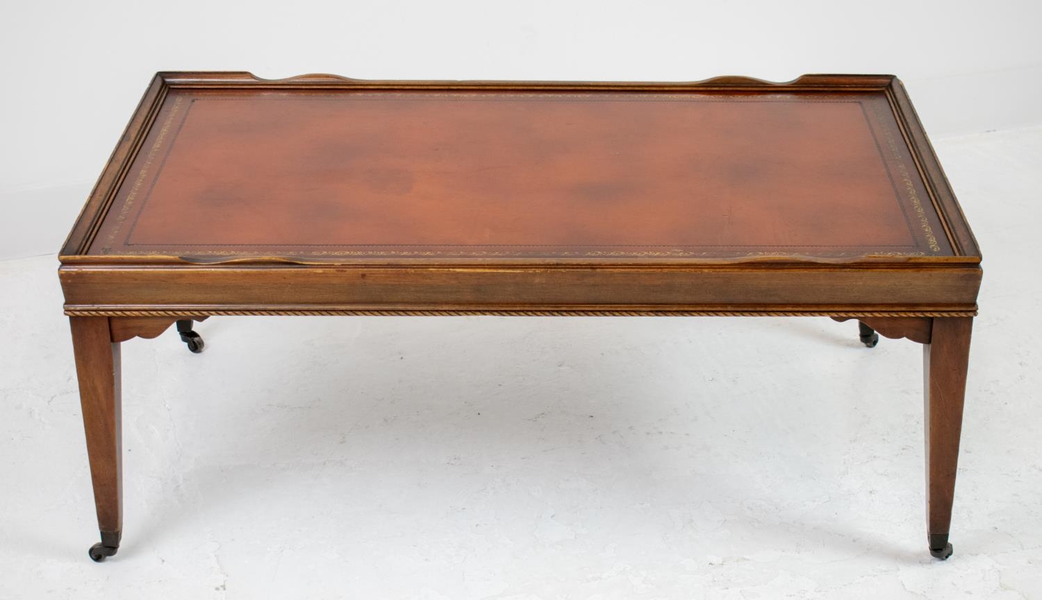 LOW TABLE, Georgian style mahogany with leather top, 43cm H x 102cm x 56cm. - Image 2 of 4