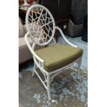 MCGUIRE CRACKED ICE OUTDOOR CHAIR, loose green cushion, 93cm H.