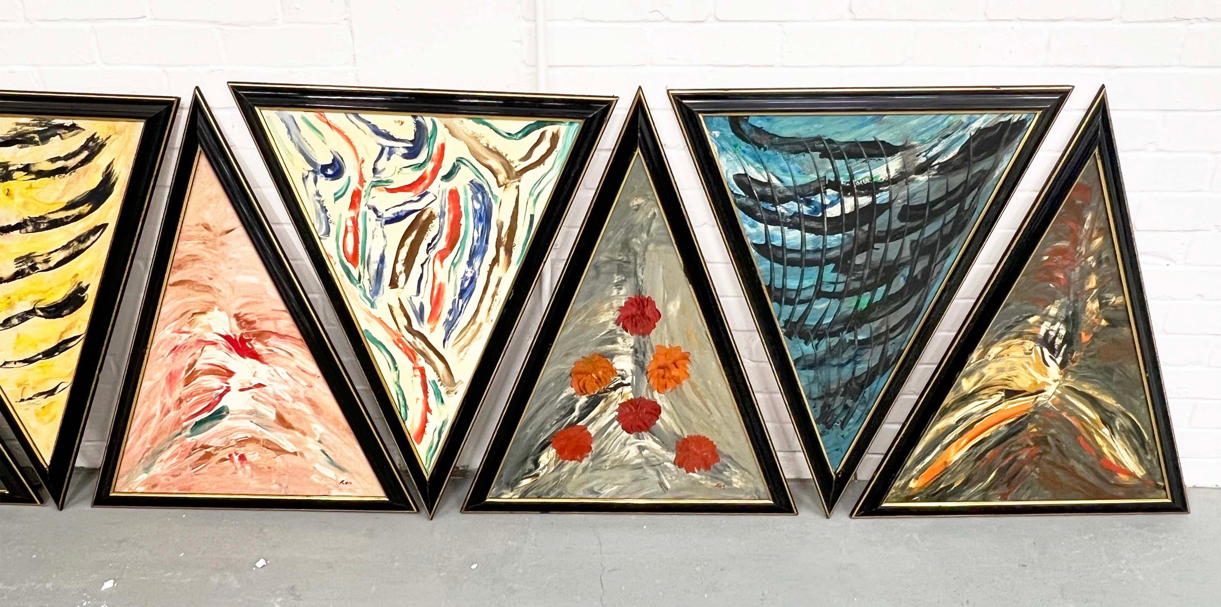 20TH CENTURY BRITISH SCHOOL, 'Abstracts' a set of 15, in ebonised frames, each 88cm x 72cm. (15) - Image 5 of 5