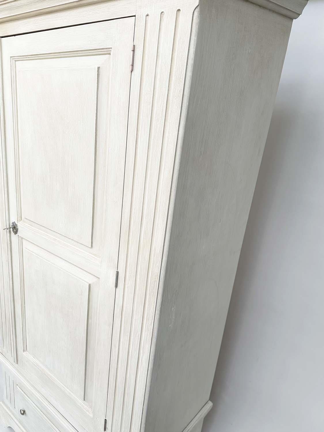 ARMOIRE, French style grey painted with single panelled door enclosing hanging space above a full - Image 11 of 11