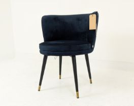 EICHHOLTZ TUB CHAIR, with blue velvet upholstery on tapered supports, 80cm H x 61cm W x 61cm D.