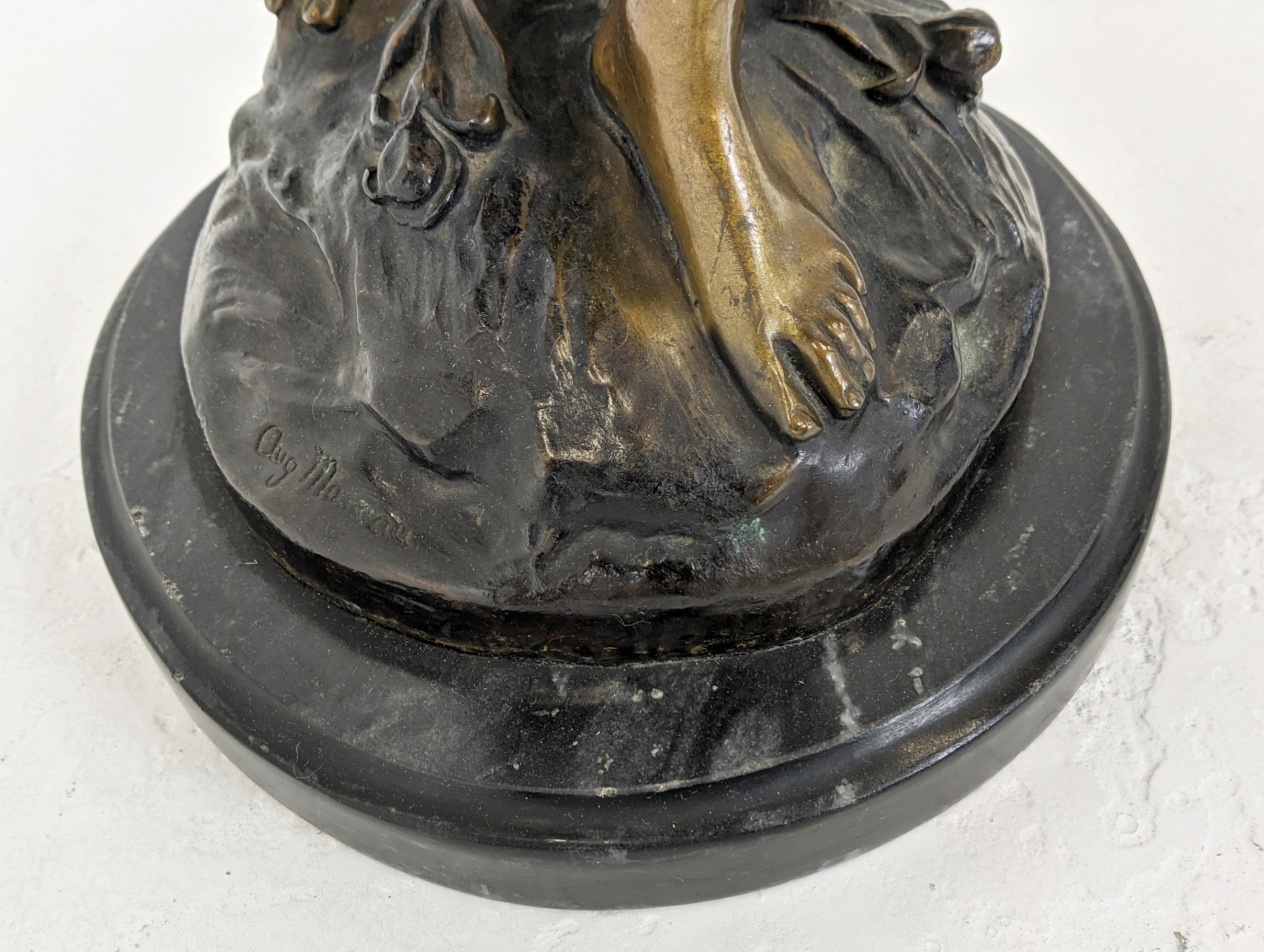 AFTER LOUIS AUGUSTE MOREAU (1855-1919), Woman with a water jug, patinated bronze on a circular - Image 11 of 16