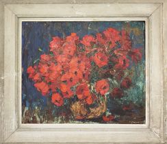 PIERRE FOREST (French 1881-1971), 'Still life with poppies', oil on canvas, 44cm x 54cm, framed.