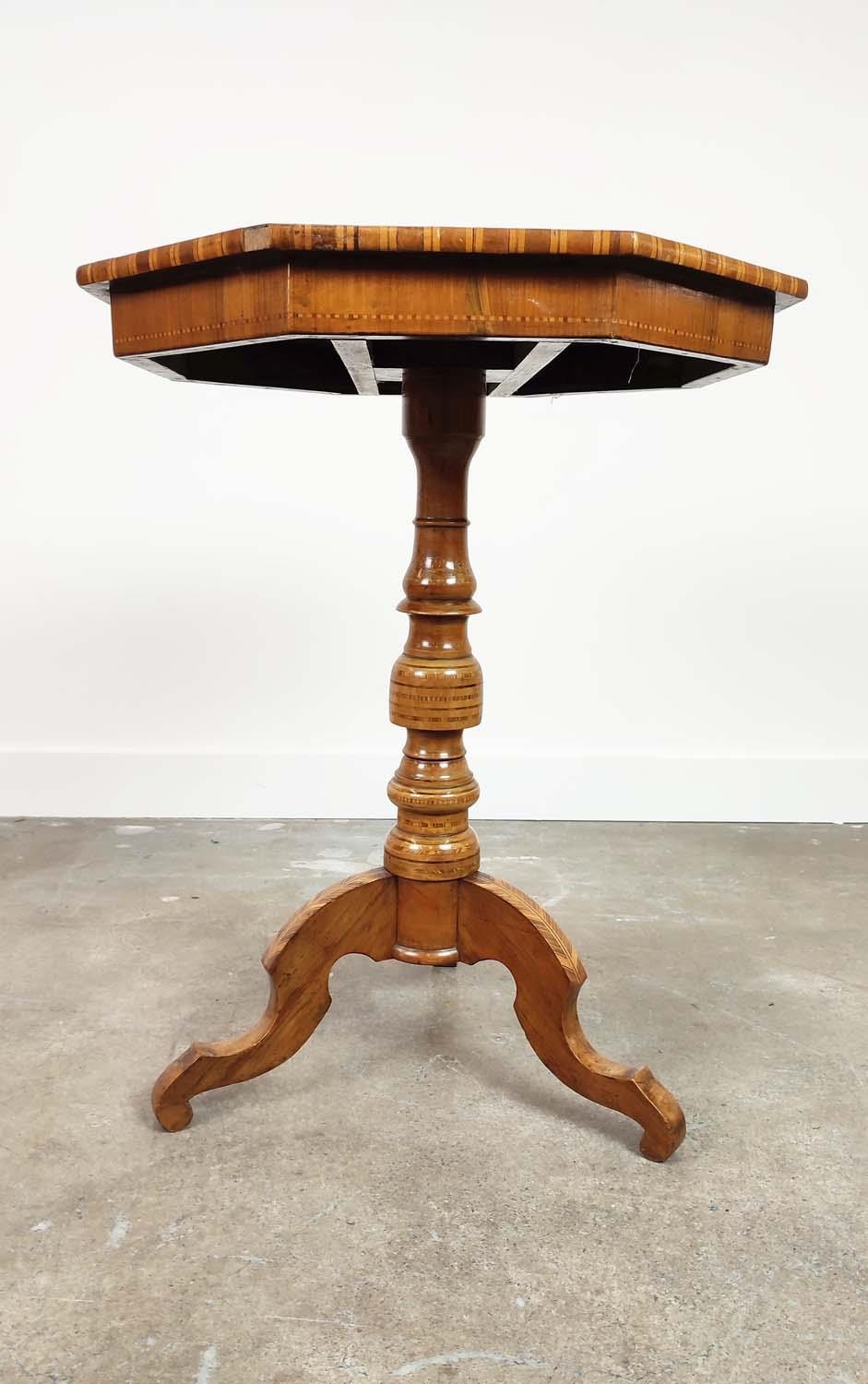 OCCASIONAL TABLE, mid 19th century Italian walnut, marquetry and parquetry with octagonal top on - Image 3 of 9