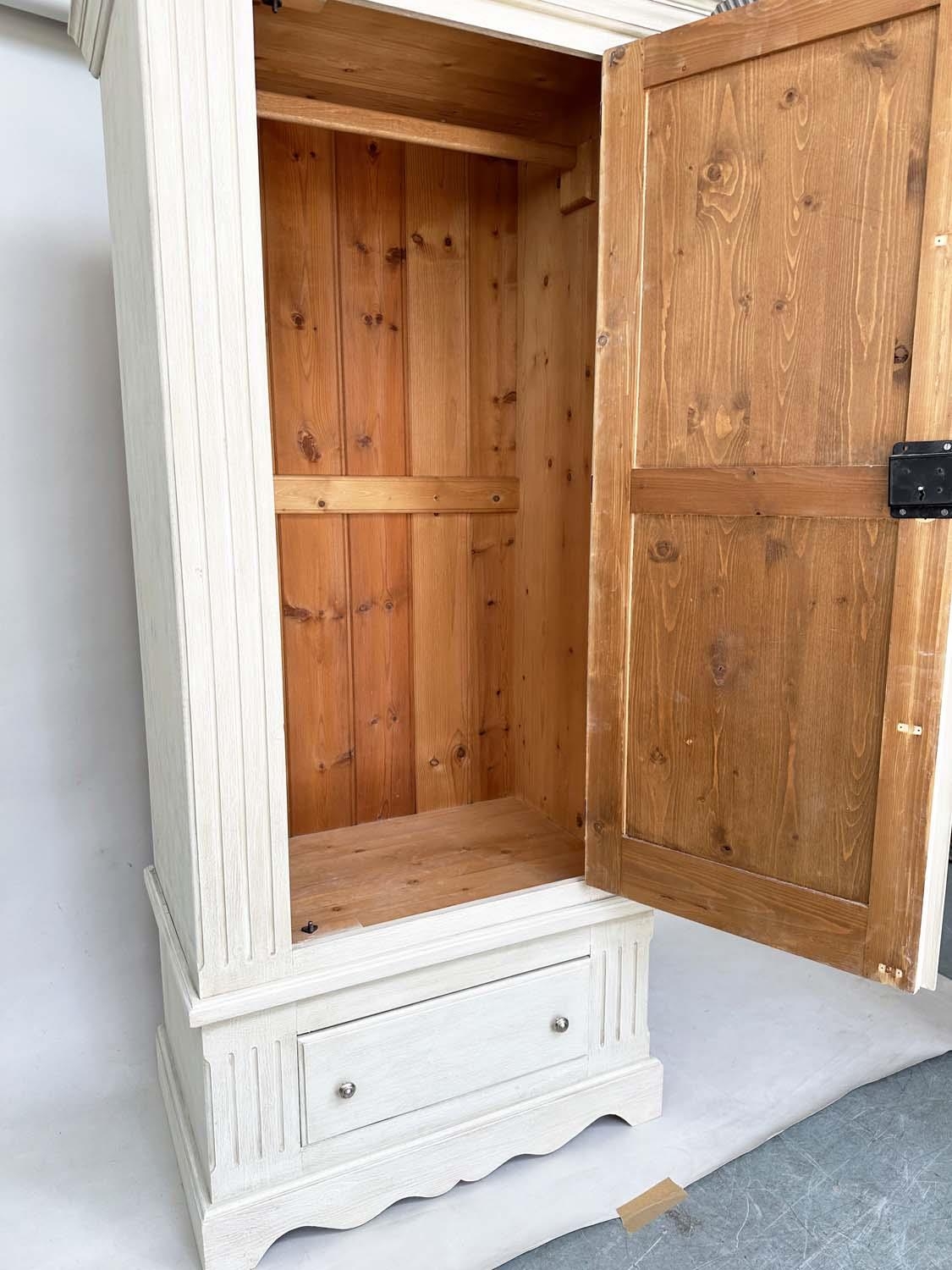 ARMOIRE, French style grey painted with single panelled door enclosing hanging space above a full - Image 6 of 11