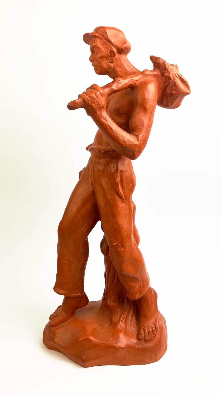 JOSEF ARNOST GAUSE (1910-1988), 'Le Travailleur', terracota, 52.5cm, signed. - Image 3 of 7