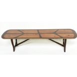 HEALS LONG TOM TABLE, mid 20th century parquetry specimen wood by Everest for Heals, 152cm W x