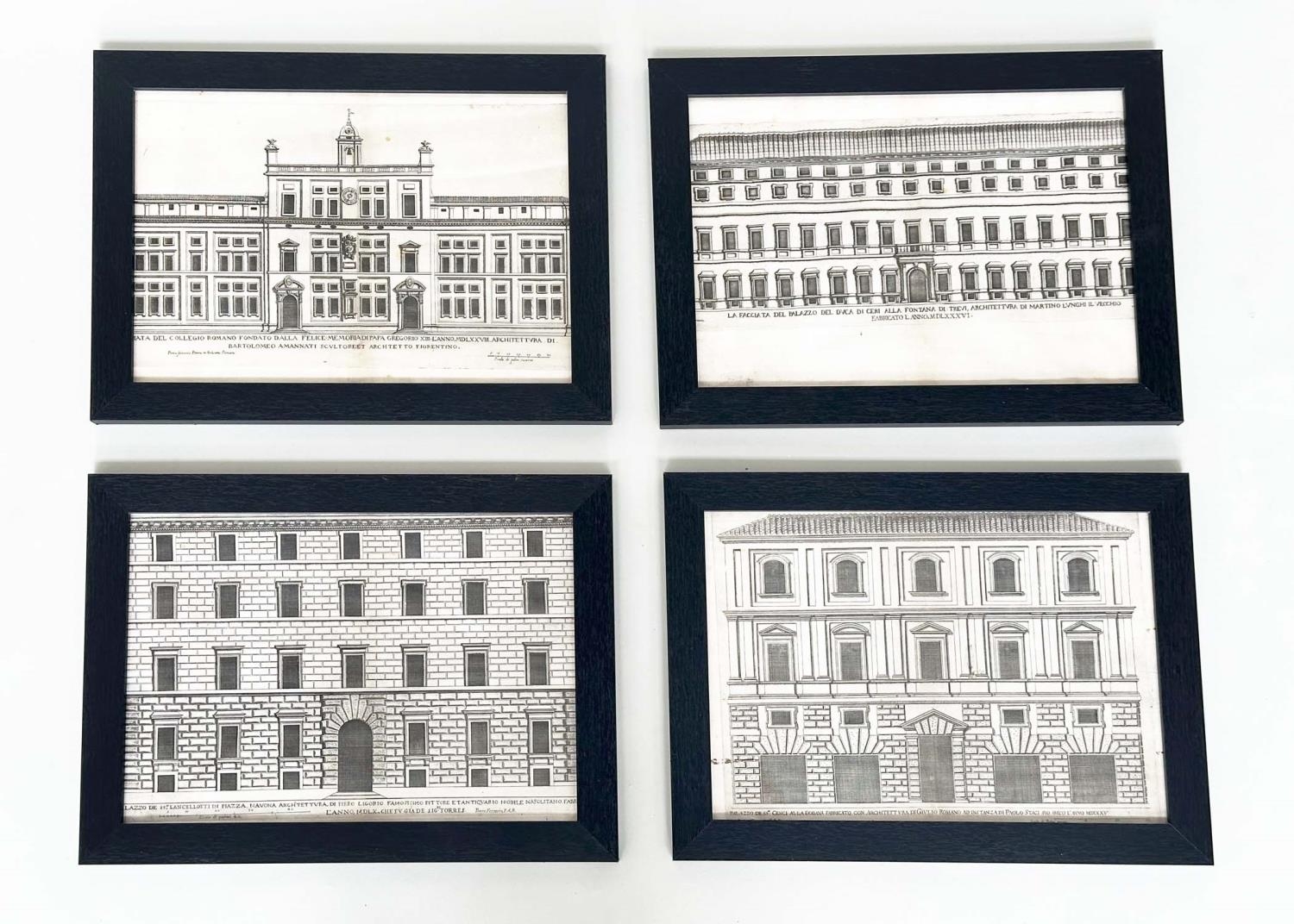 ARCHITECTURAL PRINTS, a set of four, early Italian architecture prints, each 40cm x 30cm. (4)