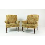 ARMCHAIRS, a pair, in floral gold chenille, 97cm x 82cm W. (2)